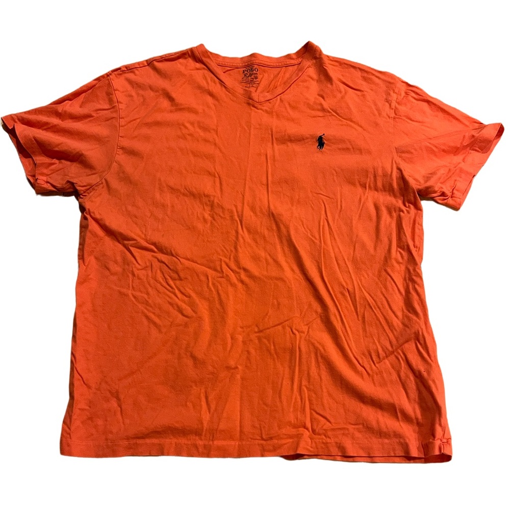 ralph lauren orange v-neck tee